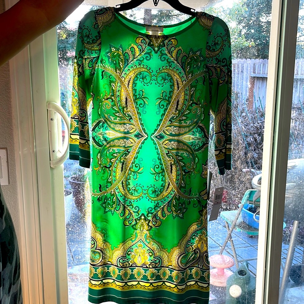 Brand new long sleeve dress by london times, Knee length I stand 5’4”.